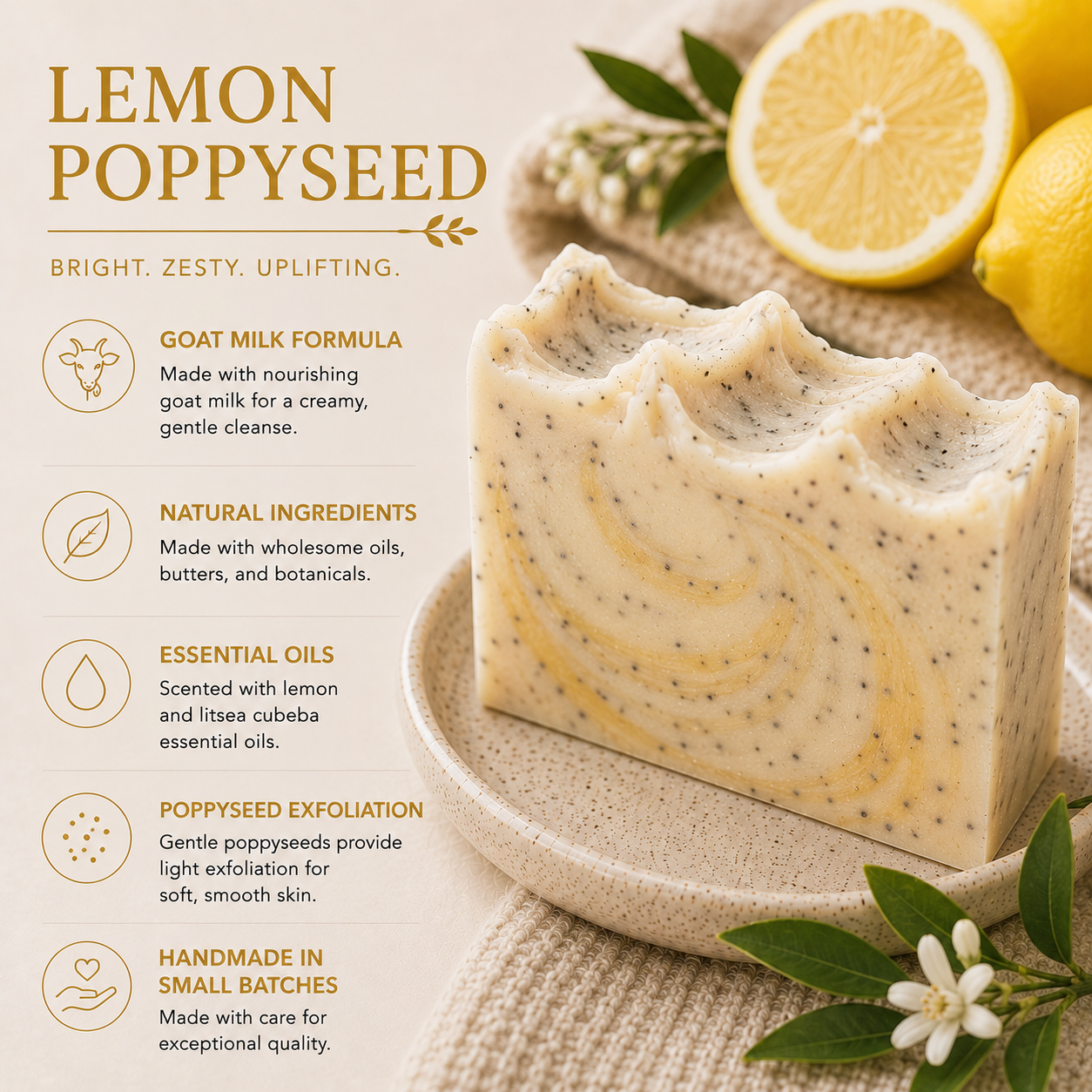 Lemon Poppy Seed Goat Milk Soap