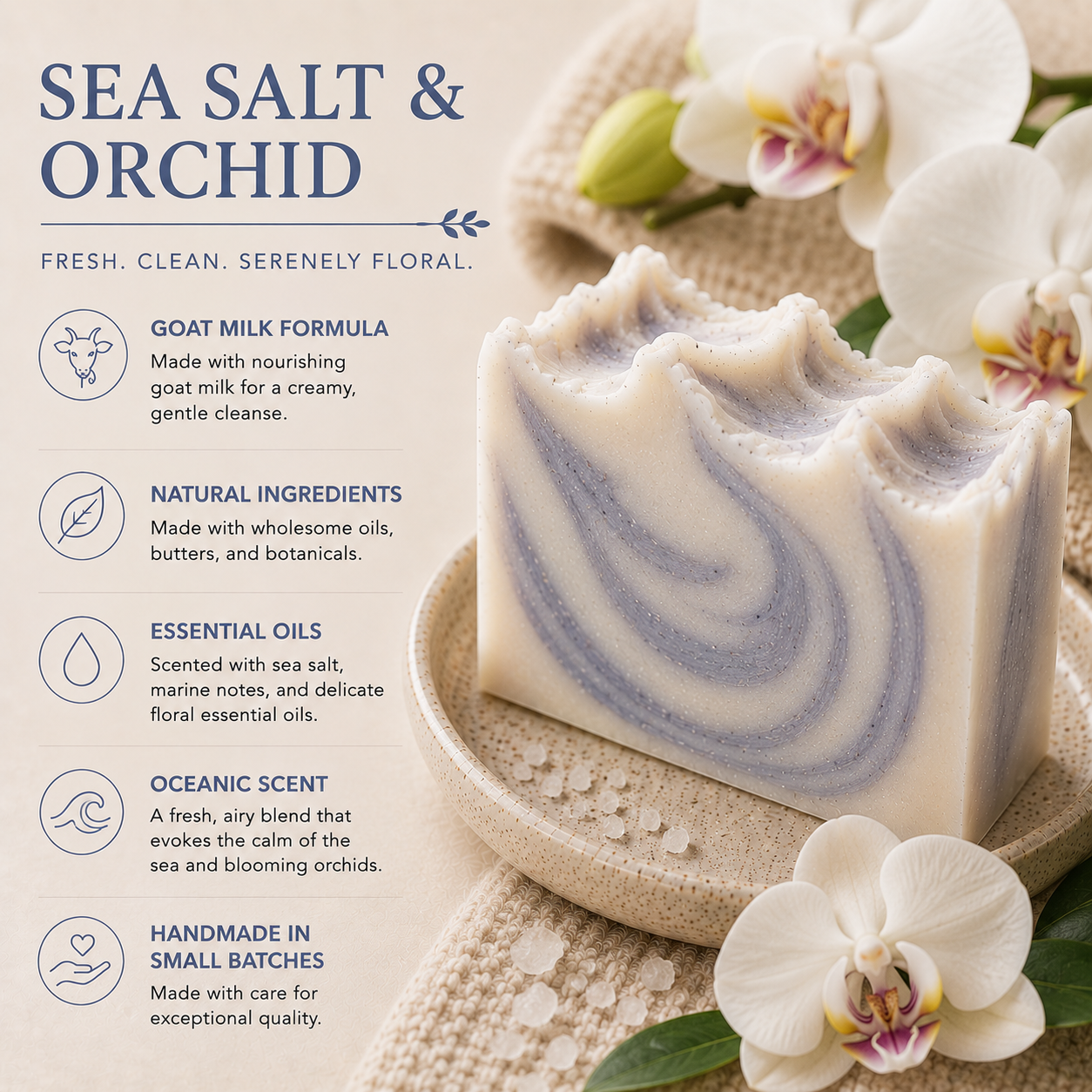 Sea Salt Orchid Goat Milk Soap